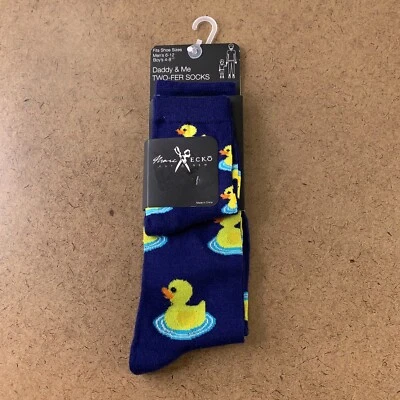 Marc Ecko Men's 6-12 Boys 4-8.5 Daddy & Me Navy Rubber Duck Crew Socks NWT