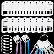 PH PandaHall 30PCS Acrylic Embroidery Floss Drop, White Embroidery Thread Organizers Cross Stitch Thread Bobbins with 6PCS Stainless Steel Wire Keychain Clasps for DIY Craft Sewing Thread Storage