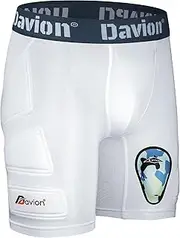 [Davion] Youth Sliding Padding Shorts with Soft Protective Athletic Cup Boys Briefs Underwear for Football, Baseball, Lacrosse(White-XL)