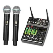 BO4-M Portable Karaoke Microphone Mixer System Set, 4 Channel Mixer With Dual