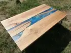 Walnut Wood Coffee, Dinning Table Epoxy Resin Table Top Live Edge Custom Order
