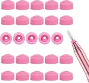 FUATY Drill Nail Dust Collector, 20PCS Nail Drill Bit Dust Cover Dustproof Protector Caps for 3/32" Nail Drill, Nail Art Tools Silicone Dust Stopper Holder for Acrylic Nails, Pink
