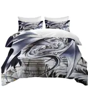 Sentinel Grey Dragon Drawing Quilt Cover
