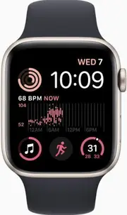 Apple Watch SE 2nd Gen (2022) - 32GB - Cellular + GPS - 40mm - Starlight - Aluminum - Midnight - Sport Band - Small/Medium Size - Rubber - Refurbished (Excellent Condition)