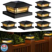 Kipeini Solar Post Cap Lights Outdoor 6 Pack [LED Bulb, 2 Brightness Setting]