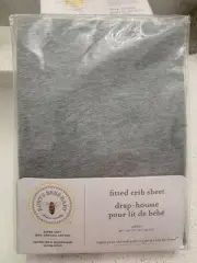 Burt's Bees Baby 100% Organic Cotton Fitted Crib Sheet Jersey Grey ~ New