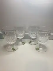 Set Of 4 Vintage Waterford Colleen Claret Wine Glasses Crystal Short Ball Stem
