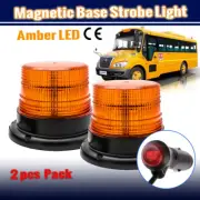 2x Emergency Car Beacon Strobe Amber LED Light Flashing Warning Rotating Lamp