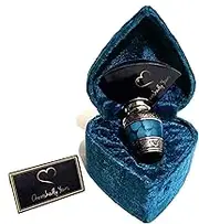 Small Keepsake Cremation Urns for Human Ashes with Velvet Heart Case and Funnel - Beautiful Peaceful Dark Blue Brass Hand Engraved Mini Memorial Urn