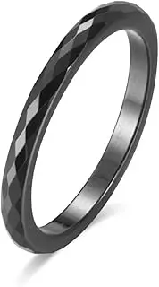 RIUKIU 2Mm Diamond Shaped Ceramic Ladies Tail Ring, Fashionable Ceramic Ladies Ring,Black,9