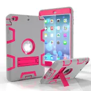 MCC Stylish Shockproof iPad mini 5 2019 Case Cover Heavy Duty Kids Apple [Grey+Magenta]