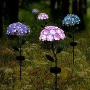 Motion Sensor Outdoor Lights LED Solar Light Artificial Hydrangea Simulation Flower Outdoor Waterproof Garden Lawn Stakes Lamps