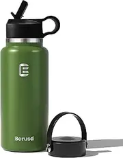 Berusd Insulated Water Bottle, Leak Proof, Vacuum Insulated Stainless Steel Sports Water Bottle, Double Walled, Travel Cup Thermo Mug Drink Flasks, Metal Canteen