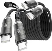 toocki 2-Pack 240W USB C to USB C PD3.1 Fast Charging Cable 2M, Nylon Braided Type C Cord for iPhone 16 15 Pro Max Car Charger,Samsung S24/S23,MacBook Air,iPad (Black)
