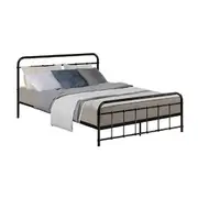 [Unbranded] Artiss Bed Frame Metal Frames LEO - Double (Black)