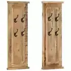 Coat Racks Wall Mounted Clothes Rack Stand Hook Hanger 2 Pcs Solid Wood vidaXL v