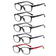 5 Pack Reading Glasses for Men and Women, Ultra 2black+gray+blue+red 1.5 x