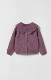 ZARA NWT open knit cardigan ruffled collar size 9-12 months