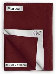Beebaby UltraDry Baby Waterproof Bed Protector/Dry Sheet. 0M+ | Soft Touch. (Maroon, Medium) (100 x 70 cm)
