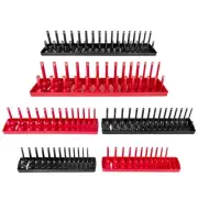 Aiuitio 6Pcs Socket Organizer Tray Set, Red Sae & Black Metric Socket