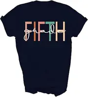 [SDVN] Fifth Grade Girls Boys Teacher Team 5th Grade Squad Back to School Gift Unisex Shirt Women Men T-Shirt (Navy;S)