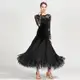 舞衣成人 舞裙 舞蹈服裝傾斜型格設計感蕾絲長袖摩登舞裙1862國標舞服洋裝0330