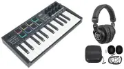 Rockville M25 Black 25 Key USB Wireless Bluetooth Keyboard Controller+Headphones
