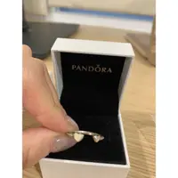 在飛比找蝦皮購物優惠-Pandora 潘朵拉 愛心半圈式戒指 925銀 尺寸50