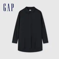 在飛比找蝦皮商城優惠-Gap 女裝 Logo純棉翻領長袖襯衫-黑色(890012)