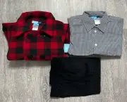 Good Lad Apparel Boys 3 pieces set Pants Shirt Flannel Checkers Coat Size 7 NWT