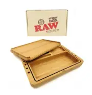 raw natural bamboo SPIRIT BOX Rolling Tray/Magnetic Rubber sealed Storage