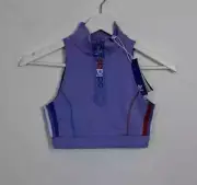 Adidas Originals Cropped Top Adicolor Tricolor Half Zip Sleeveless Lilac Vest