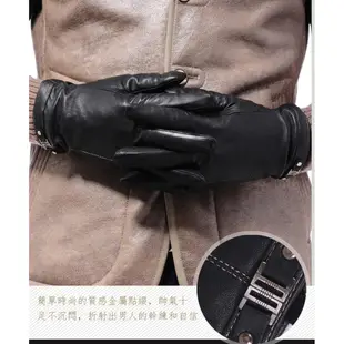 『老兵牛仔』ML-8126秋冬季保暖防風絨裡觸控真皮手套/男款/時尚/羊皮手套/個性