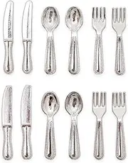 Odoria 1/12 Scale Dolls House Miniature Cutlery Set Dollhouse Kitchen Accessories, Silver