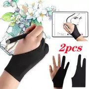 2x Black Two Finger Anti-fouling Glove For Artist Drawing/Pen Graphic Tablet Pad