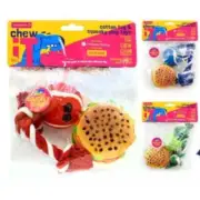 3x Squeaky Pet Vinyl Chew Toys Dog Puppy Training Interactive Tug O War Toy