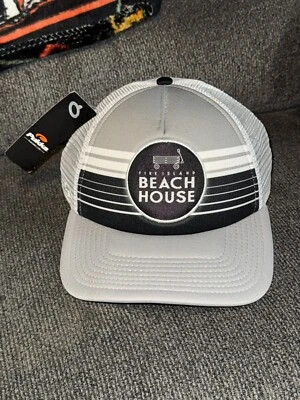 NWT Men's Pukka White/Grey 5 Panel Trucker Style Hat* Fire Island Beach House*