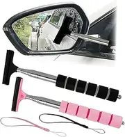 TPTGIAR Pack of 2 Car Windscreen Puller with Retractable Handle, Portable Window Squeegee Car, Car Window Squeegee with Silicone Lip for Mirror Glass, Rainwater, Mist, Shower Door