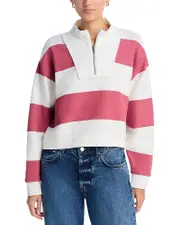 Vintage Havana Striped French Terry Half Zip Sweatshirt