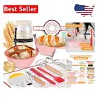 Complete Sourdough Baking Kit: 35oz Glass Jar & 15-Piece Pink Supply Set