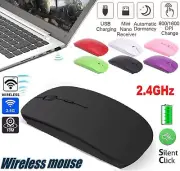 Slim 2.4GHz Optical Wireless Mouse Mice + USB Receiver for Mac Laptop PC Desktop