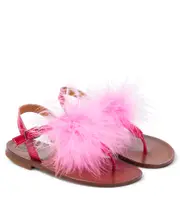 [PePe] PèPè Vernice feather-trimmed leather sandals UK 7 pink