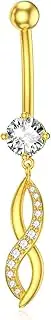 [NAOKETEN] 14K Gold Belly Button Rings for Women 14G Snowflake/Infinity Dangle Navel Ring CZ Piercing Jewelry Gift for Her