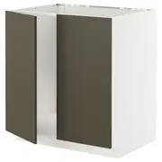 METOD base cabinet for sink + 2 doors, white/Havstorp brown-beige, 80x60x80 cm