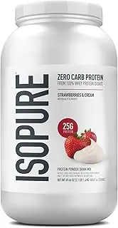 Isopure Zero Carb Protein Powder, 100% Whey Protein Isolate, Flavor: Strawberries & Cream, 3 Pounds (Packaging May Vary)