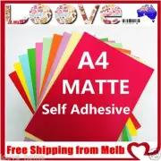 100x A4 Colour Matte Self Adhesive Sticker Paper Sheet Label Laser Print Office