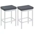 Bar Stools, Set of 2 Bar Chairs, 24.8-Inch Height Stools, White + Gray