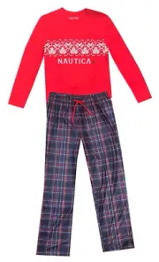 NEW Nautica Family Kids Holiday Pajama Set Long Sleeve CrewNeck Top Pant L 10/12