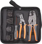 Icrimp Ratchet Wire Crimping Tool Set W/ 5 Interchangeable Jaws for Insulated