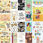 24 Pcs Birthday Cards with Envelopes and Stickers, Blank Birthday Greeting Card Variety Set of Happy Birthday Cards Bulk Greeting Cards Multipack